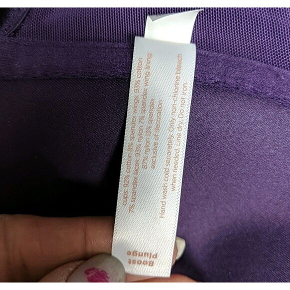 Cacique Bra 38DDD Boost Plunge Lace Back & Trims Cross Back Purple 38 DDD Front - Picture 7 of 9